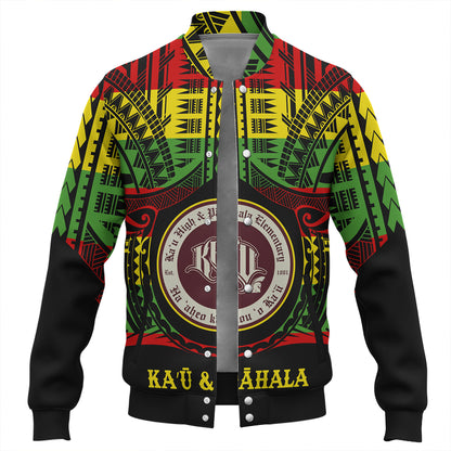Hawaii Baseball Jacket Kau High School & Pahala Elementary School Reggae Color Polynesian