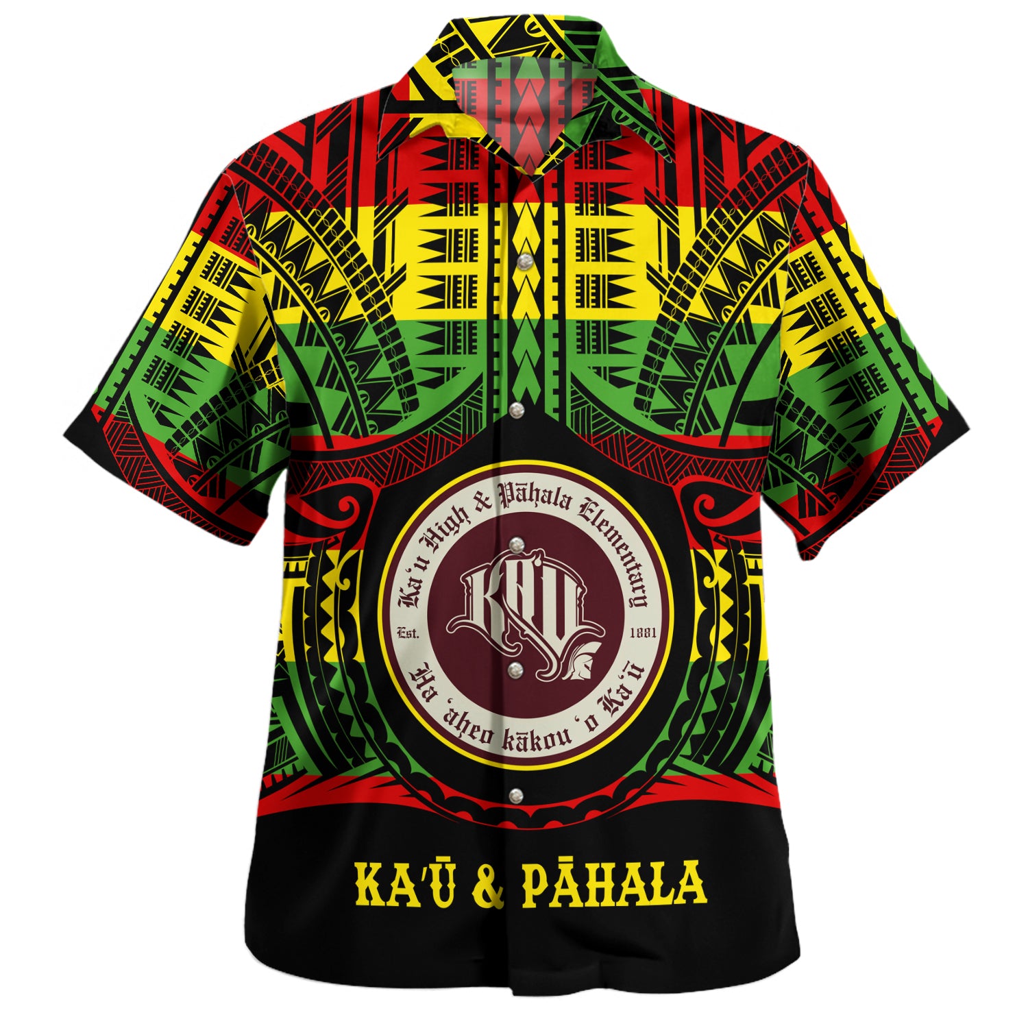 Hawaii Hawaiian Shirt Kau High School And Pahala Elementary School Reggae Color Polynesian