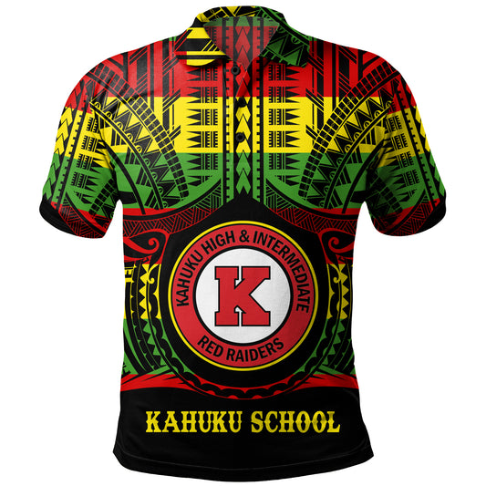 Hawaii Polo Shirt Kahuku High & Intermediate School Reggae Color Polynesian