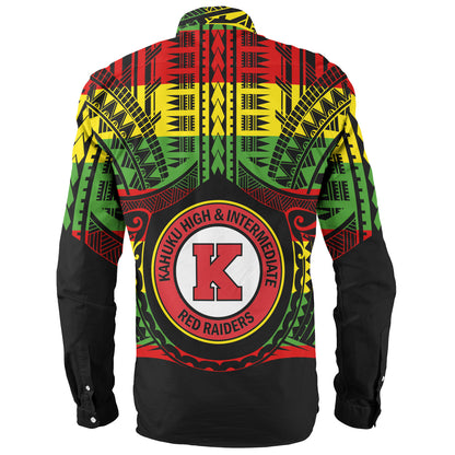 Hawaii Long Sleeve Shirt Kahuku High & Intermediate School Reggae Color Polynesian