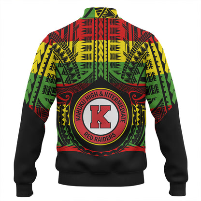 Hawaii Baseball Jacket Kahuku High & Intermediate School Reggae Color Polynesian