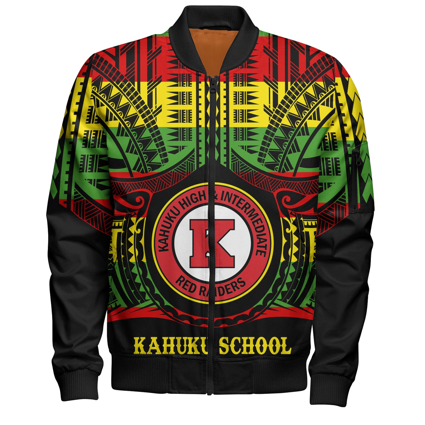 Hawaii Bomber Jacket Kahuku High & Intermediate School Reggae Color Polynesian