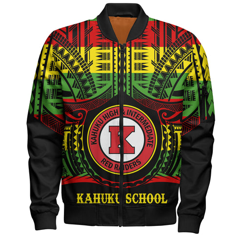 Hawaii Bomber Jacket Kahuku High & Intermediate School Reggae Color Polynesian