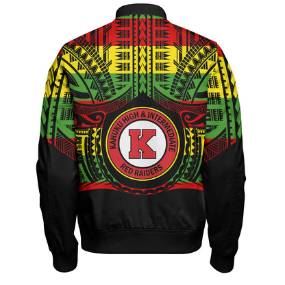 Hawaii Bomber Jacket Kahuku High & Intermediate School Reggae Color Polynesian
