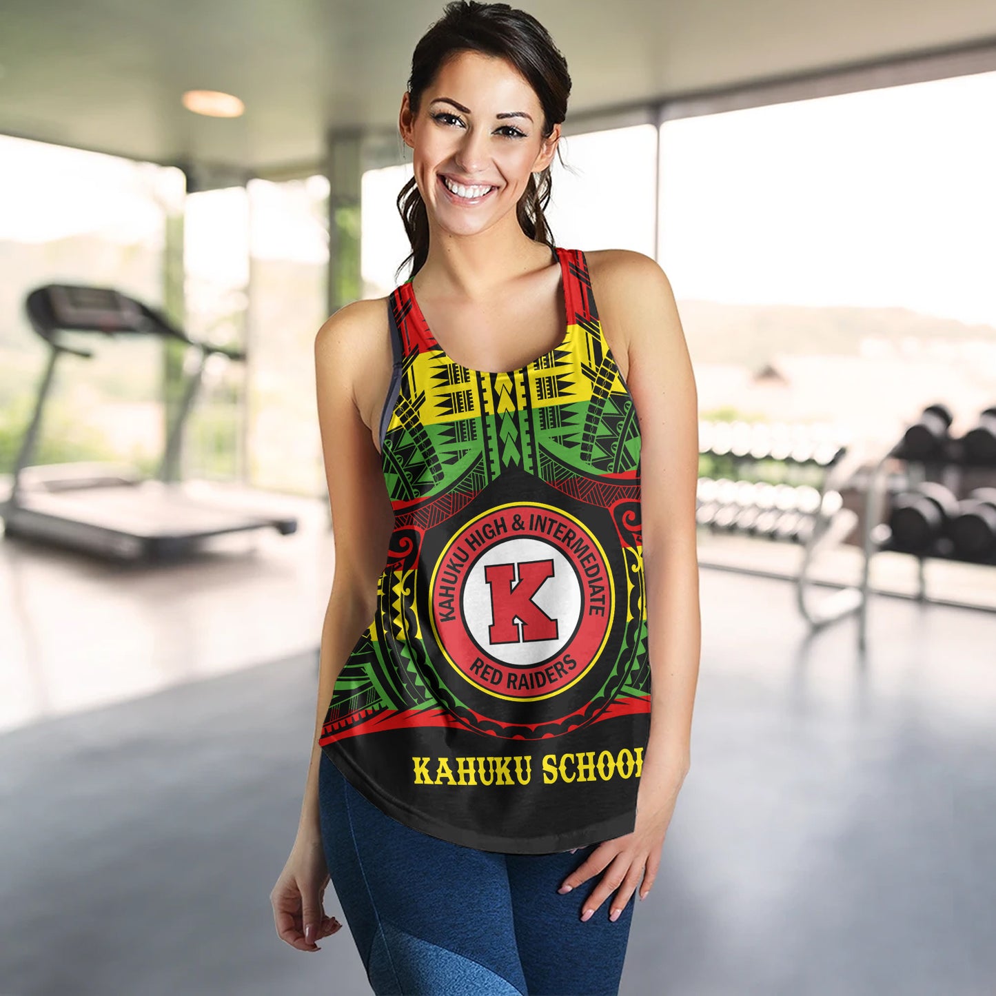 Hawaii Women Tank Kahuku High & Intermediate School Reggae Color Polynesian