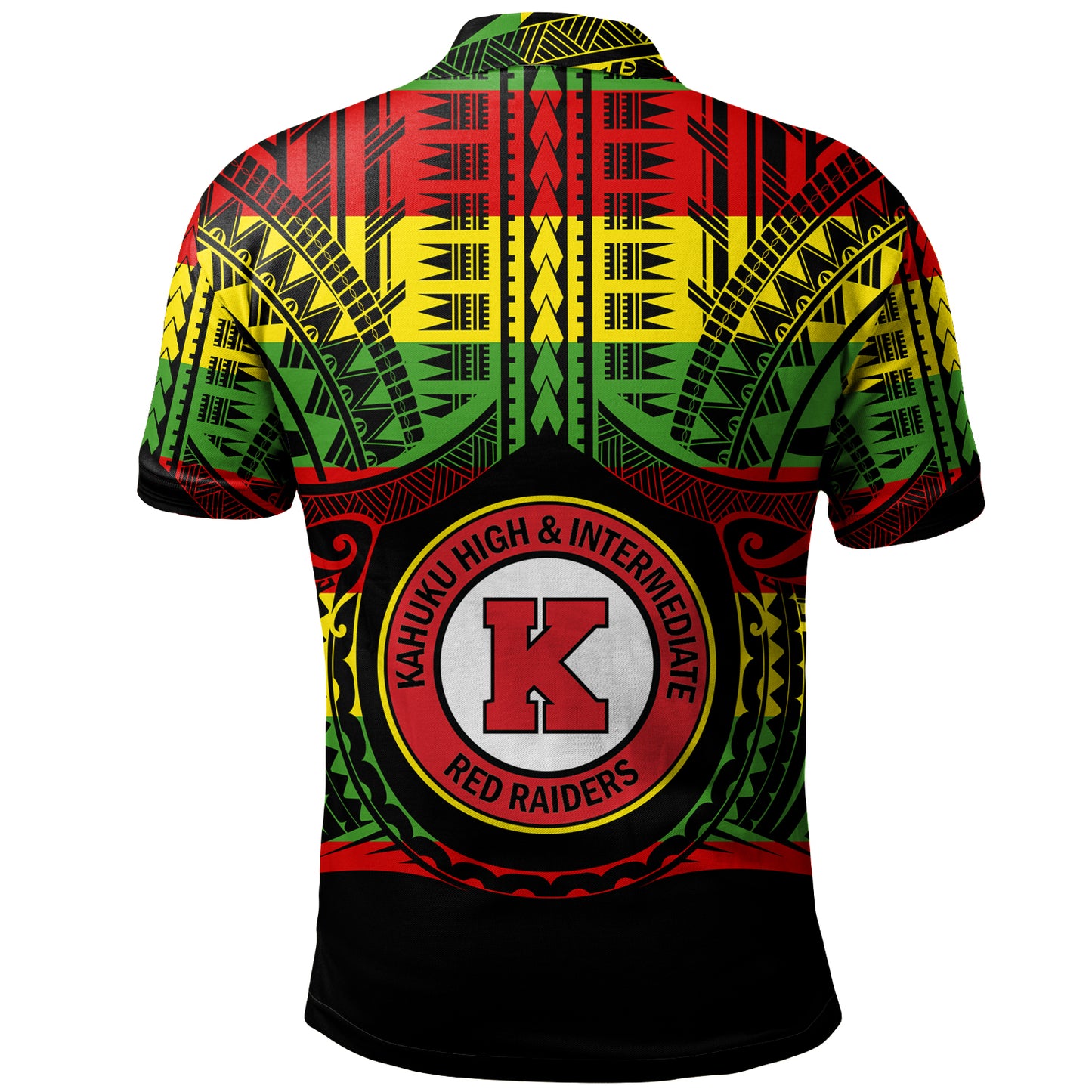 Hawaii Polo Shirt Kahuku High & Intermediate School Reggae Color Polynesian