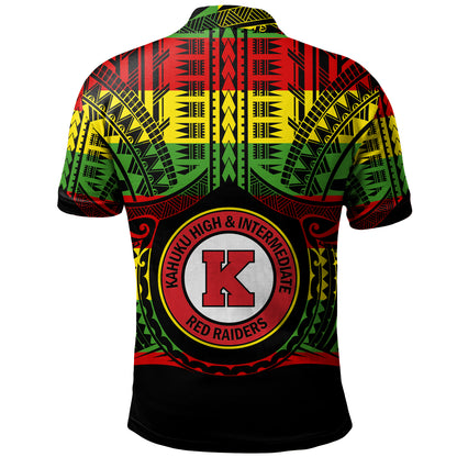 Hawaii Polo Shirt Kahuku High & Intermediate School Reggae Color Polynesian