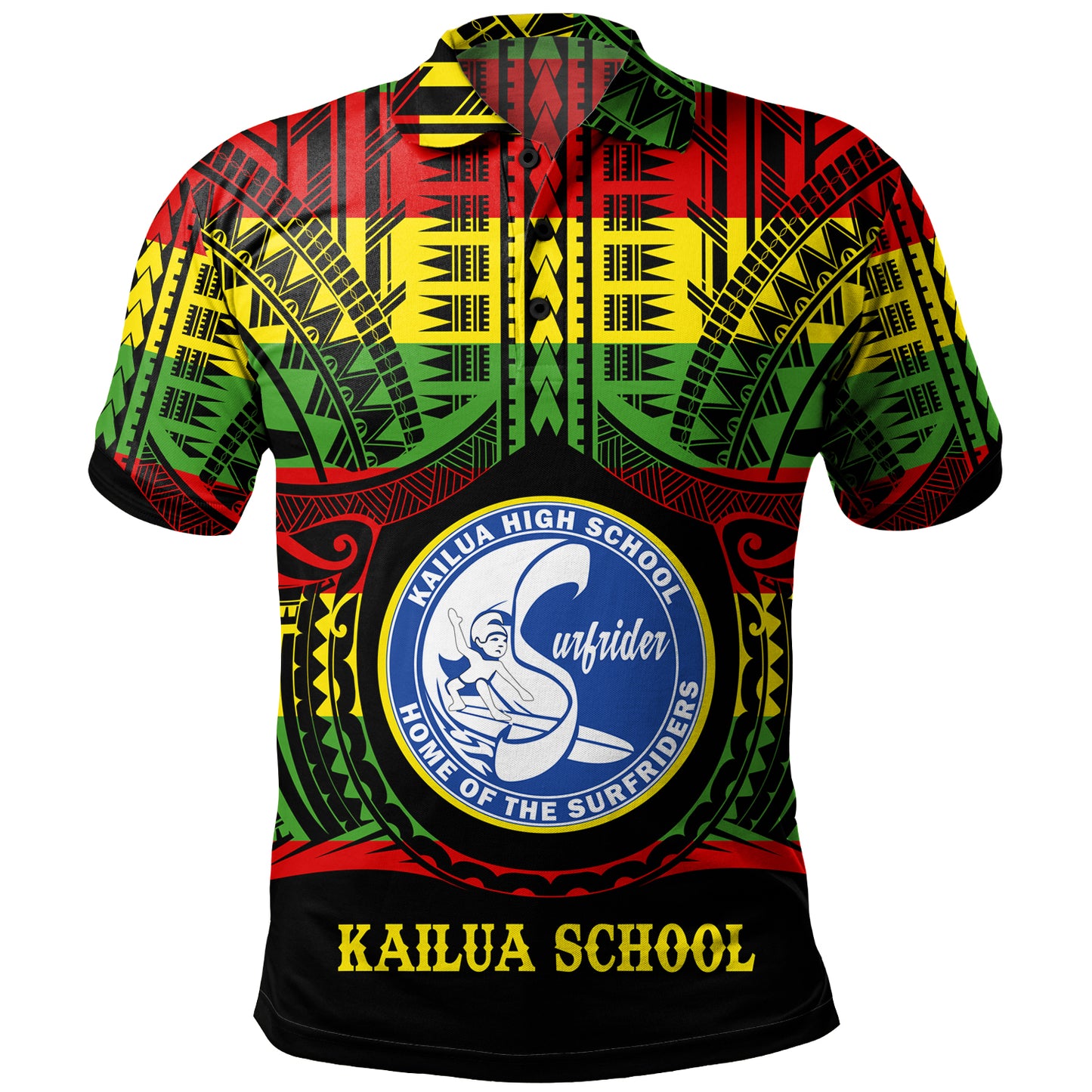 Hawaii Polo Shirt Kailua High School Reggae Color Polynesian