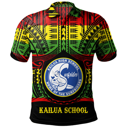 Hawaii Polo Shirt Kailua High School Reggae Color Polynesian