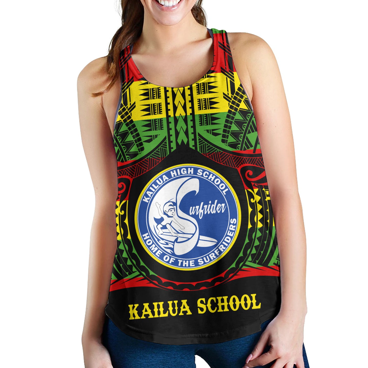 Hawaii Women Tank Kailua High School Reggae Color Polynesian