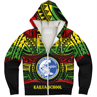 Hawaii Sherpa Hoodie Kailua High School Reggae Color Polynesian