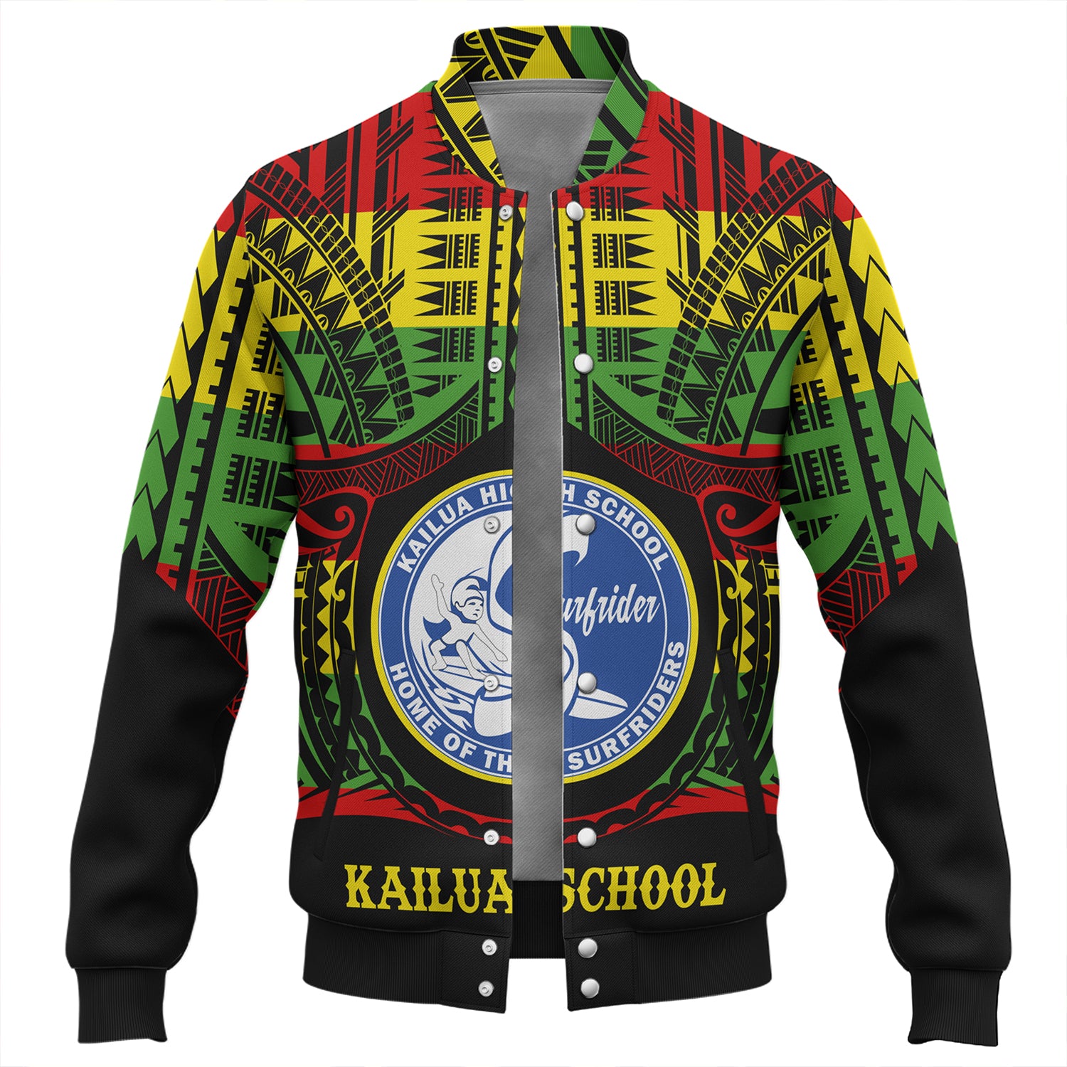 Hawaii Baseball Jacket Kailua High School Reggae Color Polynesian