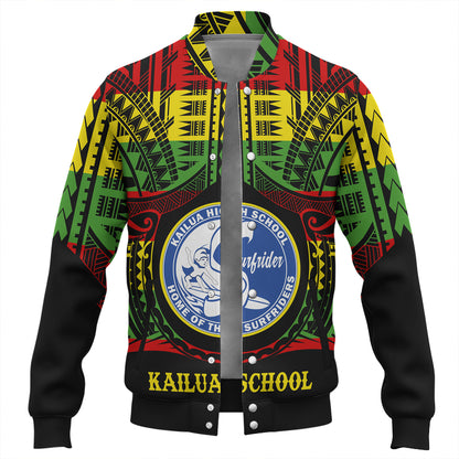 Hawaii Baseball Jacket Kailua High School Reggae Color Polynesian