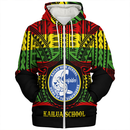 Hawaii Sherpa Hoodie Kailua High School Reggae Color Polynesian
