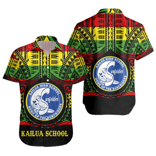 Hawaii Short Sleeve Shirt Kailua High School Reggae Color Polynesian