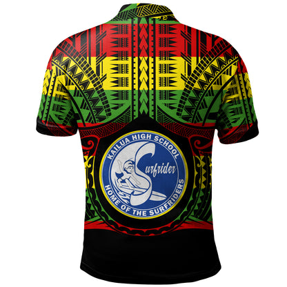 Hawaii Polo Shirt Kailua High School Reggae Color Polynesian