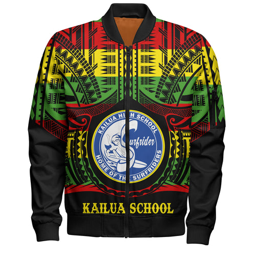 Hawaii Bomber Jacket Kailua High School Reggae Color Polynesian