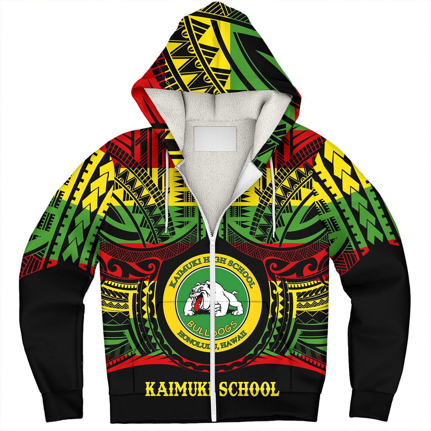 Hawaii Sherpa Hoodie Kaimuki High School Reggae Color Polynesian