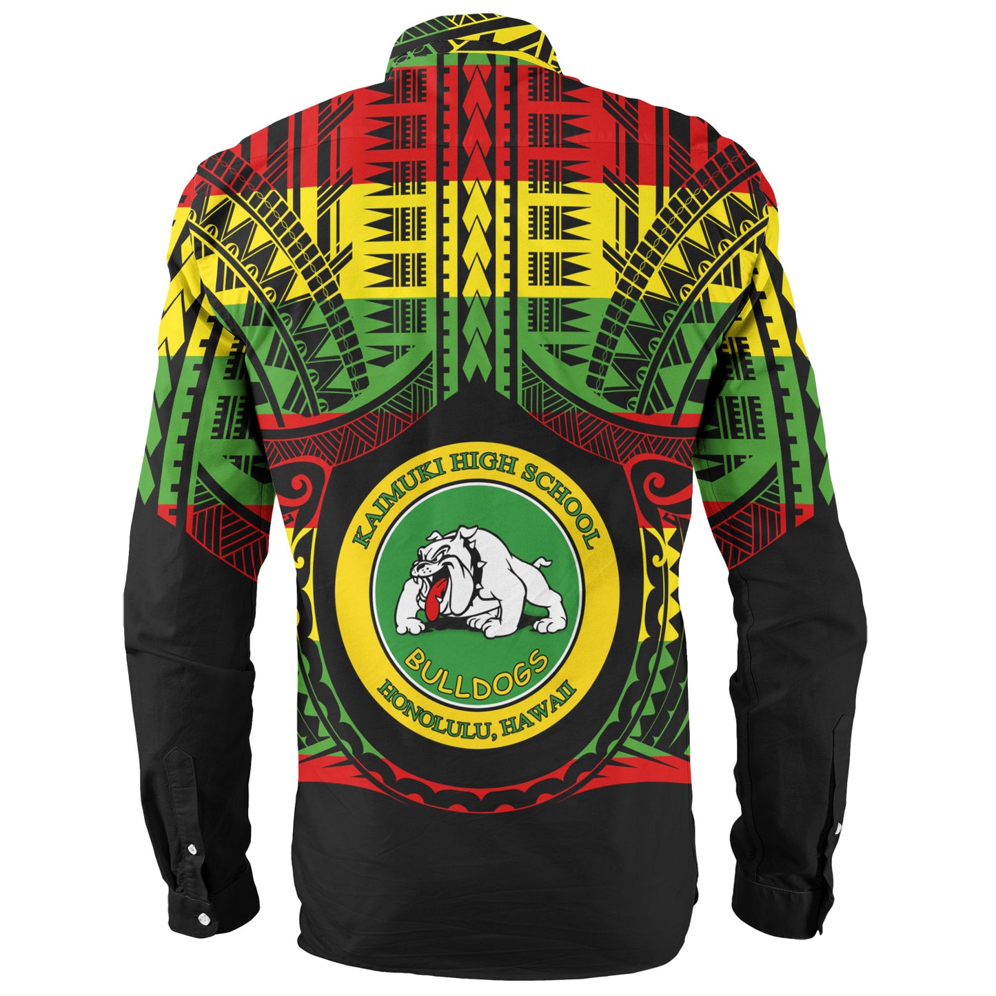 Hawaii Long Sleeve Shirt Kaimuki High School Reggae Color Polynesian