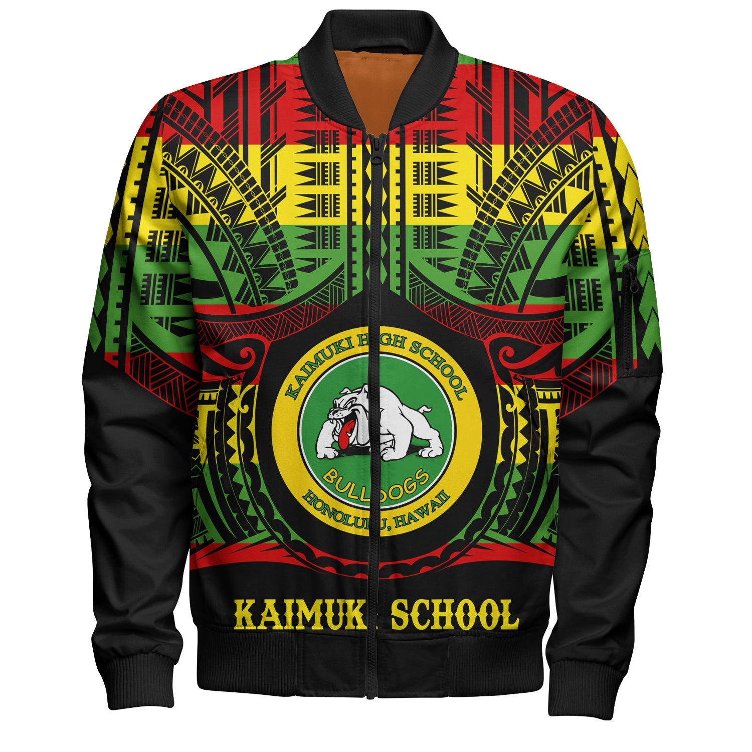 Hawaii Bomber Jacket Kaimuki High School Reggae Color Polynesian