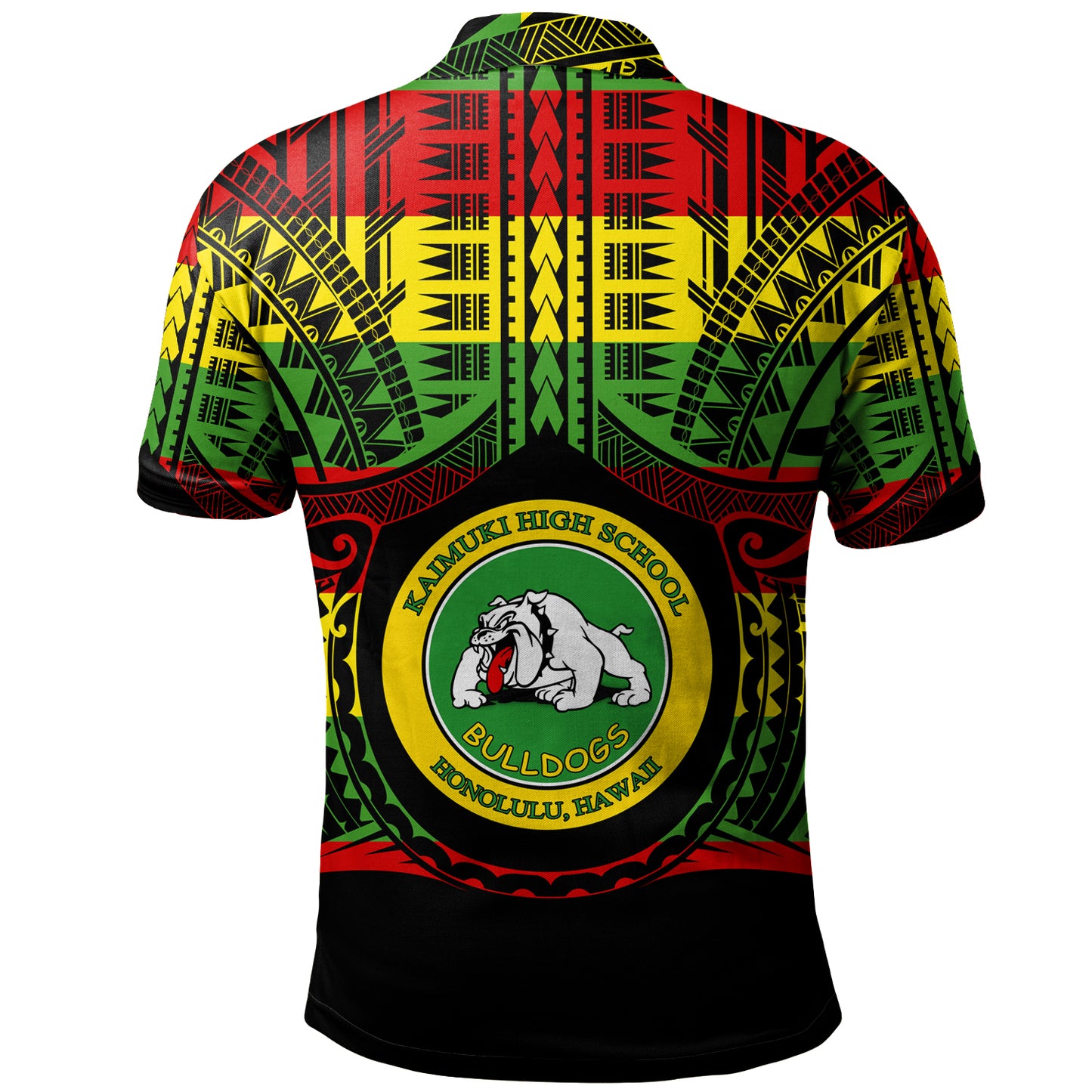 Hawaii Polo Shirt Kaimuki High School Reggae Color Polynesian