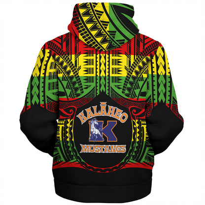 Hawaii Sherpa Hoodie Kalaheo High School Reggae Color Polynesian
