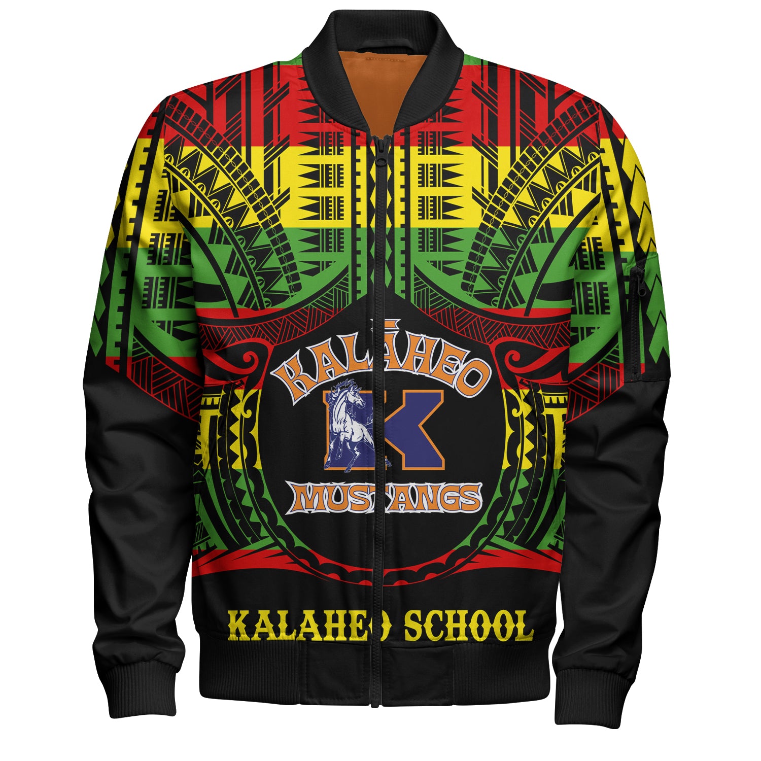 Hawaii Bomber Jacket Kalaheo High School Reggae Color Polynesian