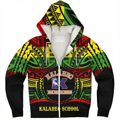 Hawaii Sherpa Hoodie Kalaheo High School Reggae Color Polynesian