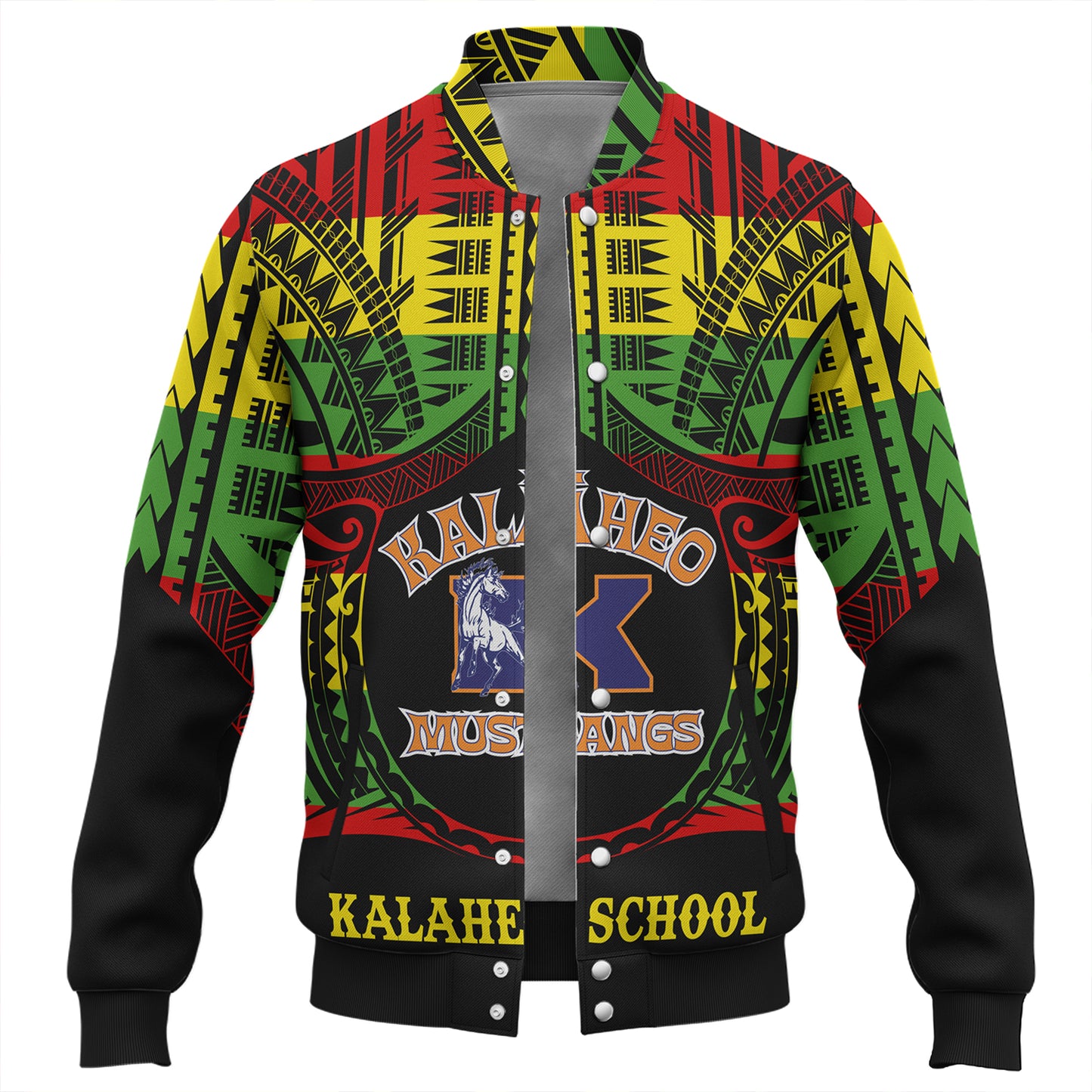 Hawaii Baseball Jacket Kalaheo High School Reggae Color Polynesian