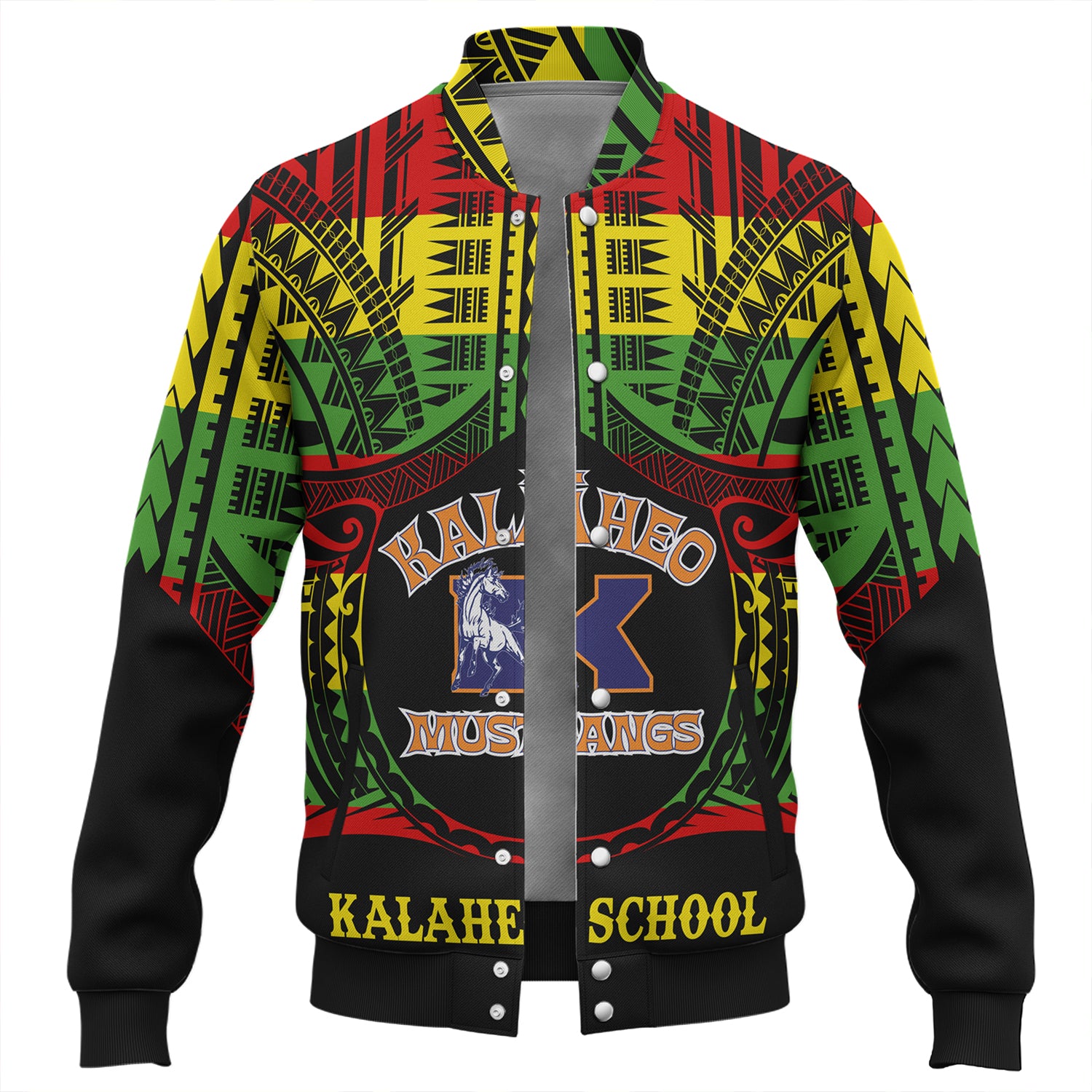Hawaii Baseball Jacket Kalaheo High School Reggae Color Polynesian