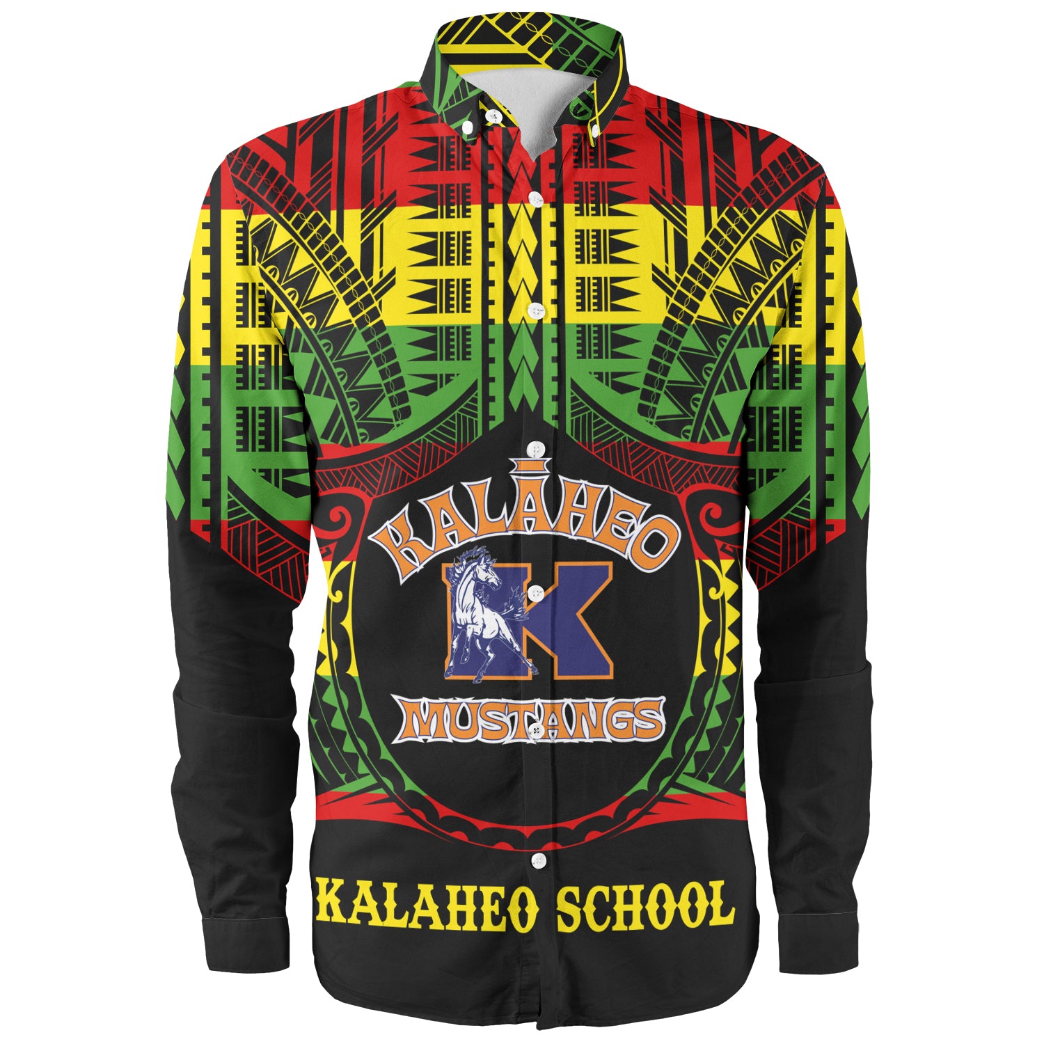 Hawaii Long Sleeve Shirt Kalaheo High School Reggae Color Polynesian