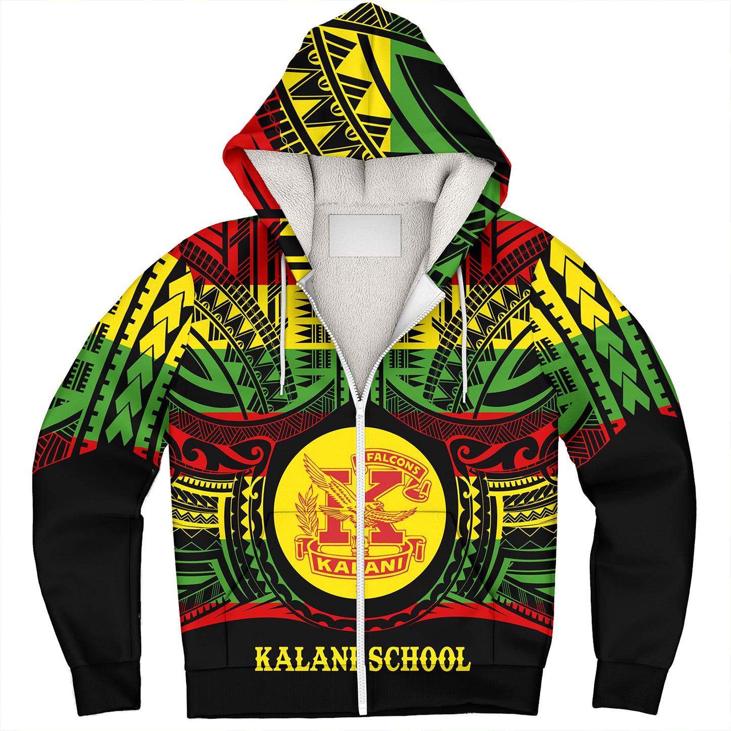 Hawaii Sherpa Hoodie Kalani High School Reggae Color Polynesian