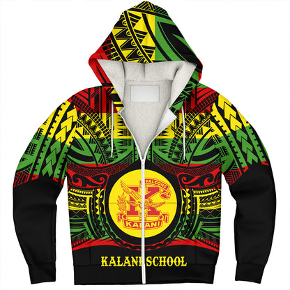 Hawaii Sherpa Hoodie Kalani High School Reggae Color Polynesian