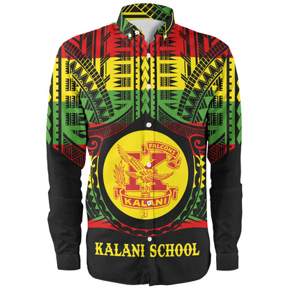 Hawaii Long Sleeve Shirt Kalani High School Reggae Color Polynesian