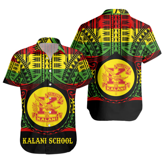 Hawaii Short Sleeve Shirt Kalani High School Reggae Color Polynesian