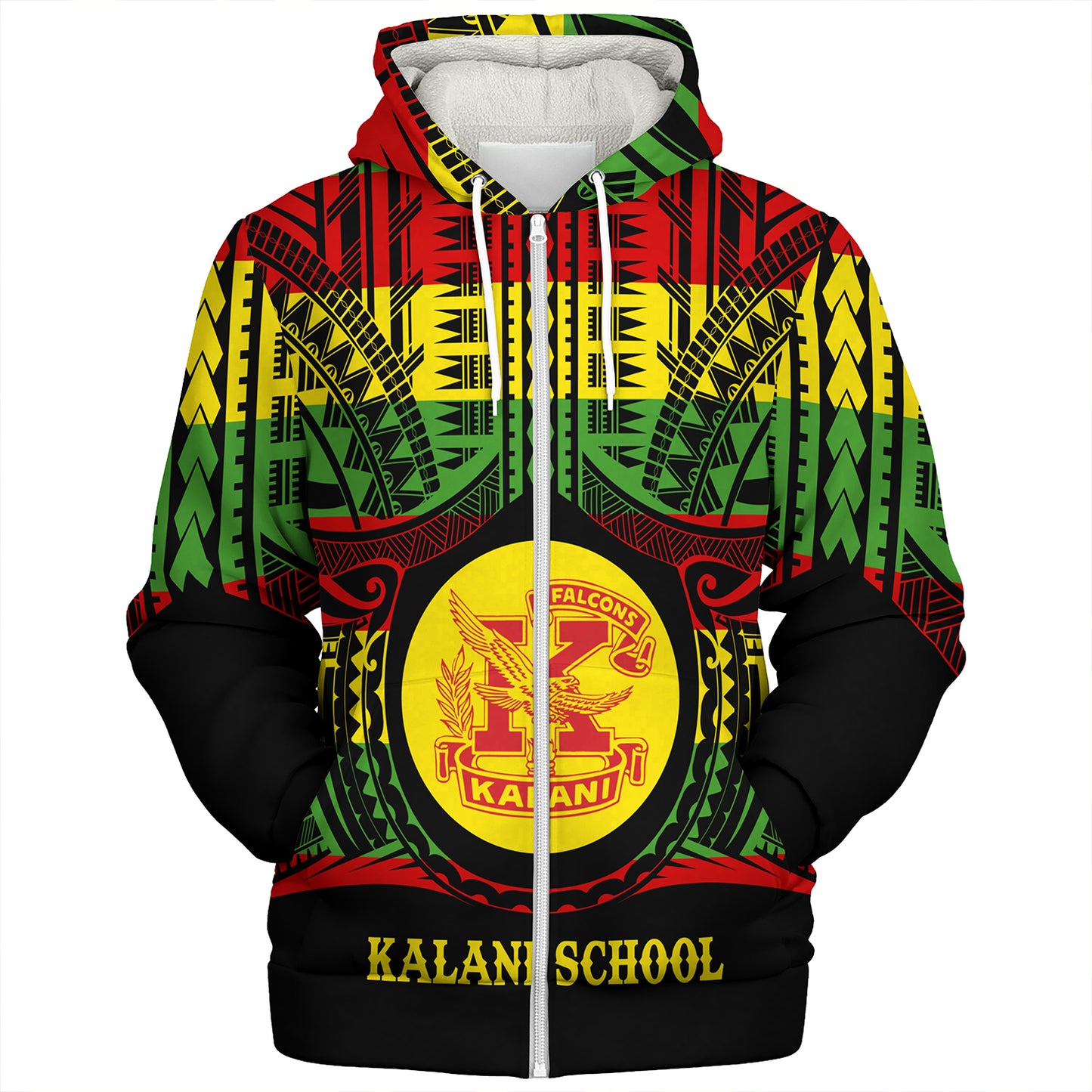 Hawaii Sherpa Hoodie Kalani High School Reggae Color Polynesian