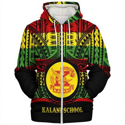 Hawaii Sherpa Hoodie Kalani High School Reggae Color Polynesian
