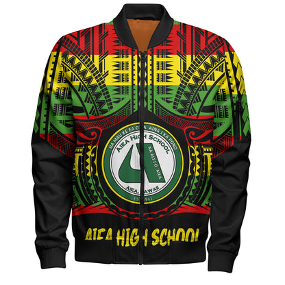 Hawaii Bomber Jacket Aiea High School Reggae Color Polynesian