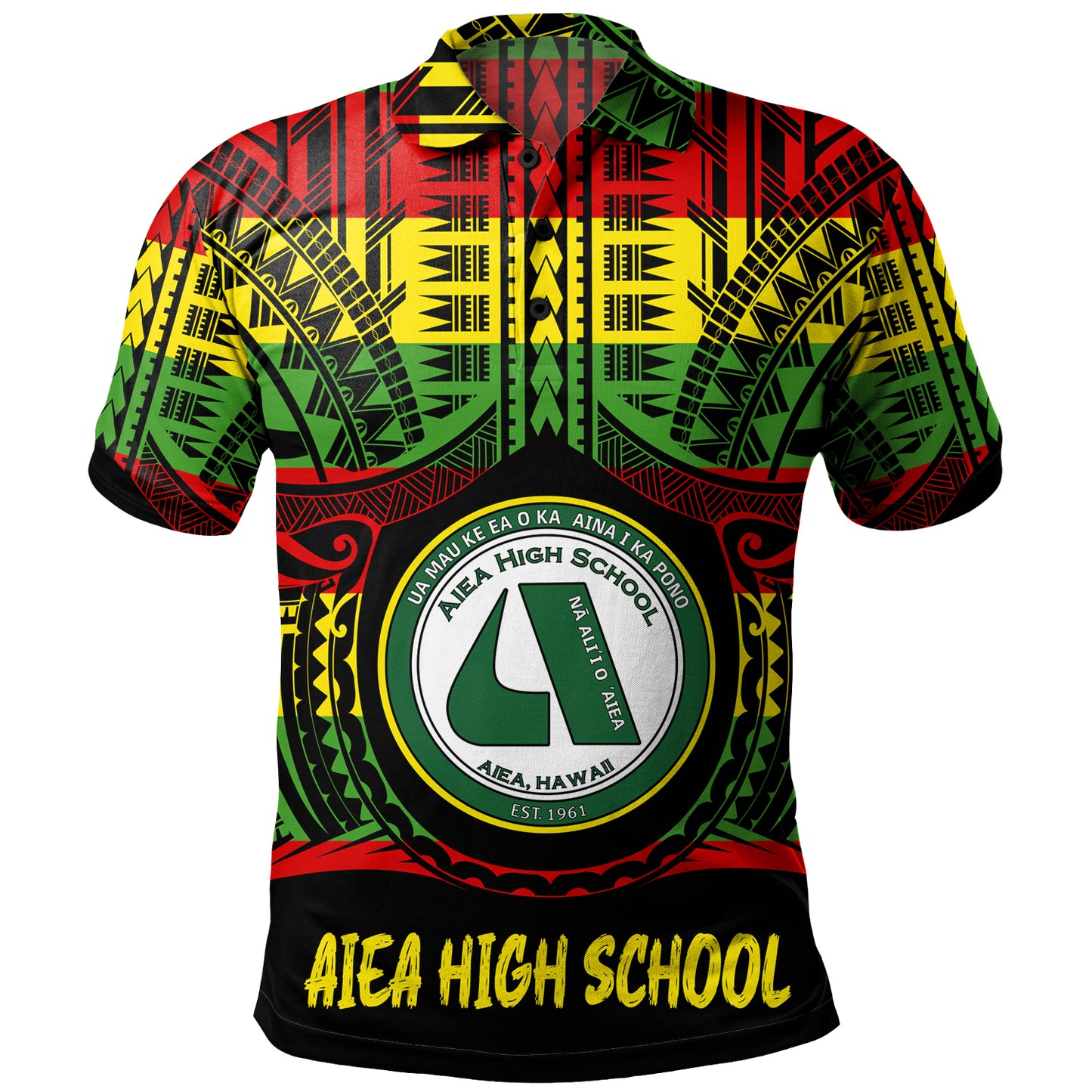 Hawaii Polo Shirt Aiea High School Reggae Color Polynesian