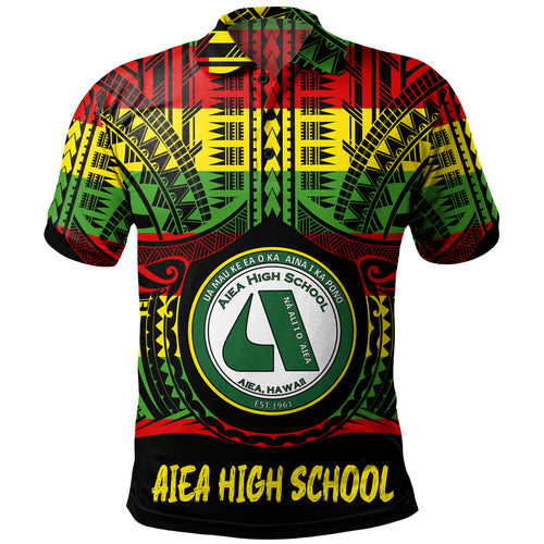 Hawaii Polo Shirt Aiea High School Reggae Color Polynesian