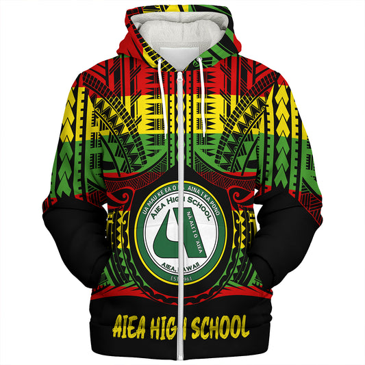 Hawaii Sherpa Hoodie Aiea High School Reggae Color Polynesian