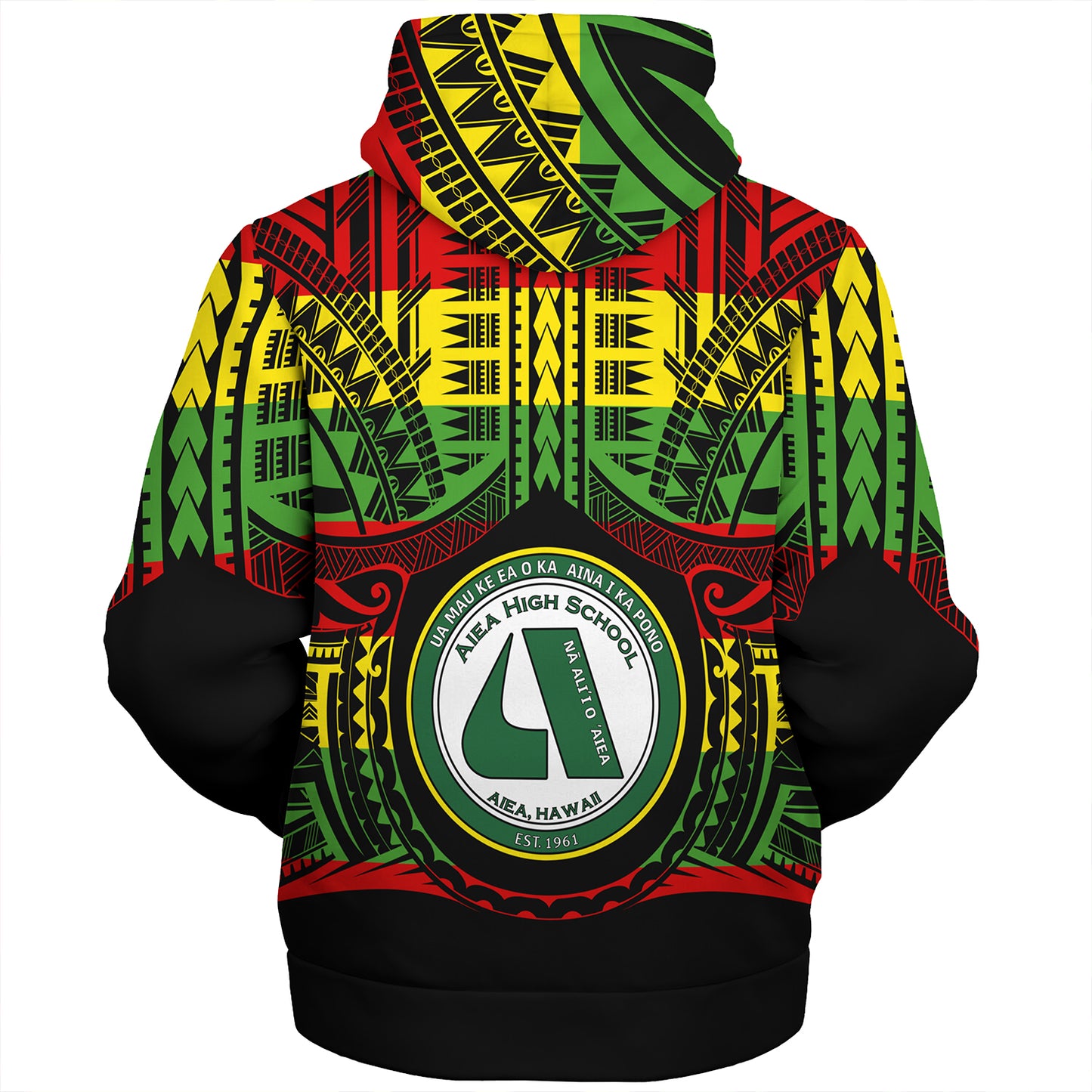 Hawaii Sherpa Hoodie Aiea High School Reggae Color Polynesian