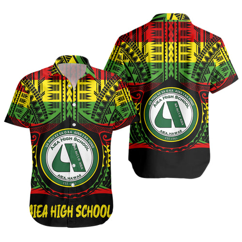 Hawaii Short Sleeve Shirt Aiea High School Reggae Color Polynesian