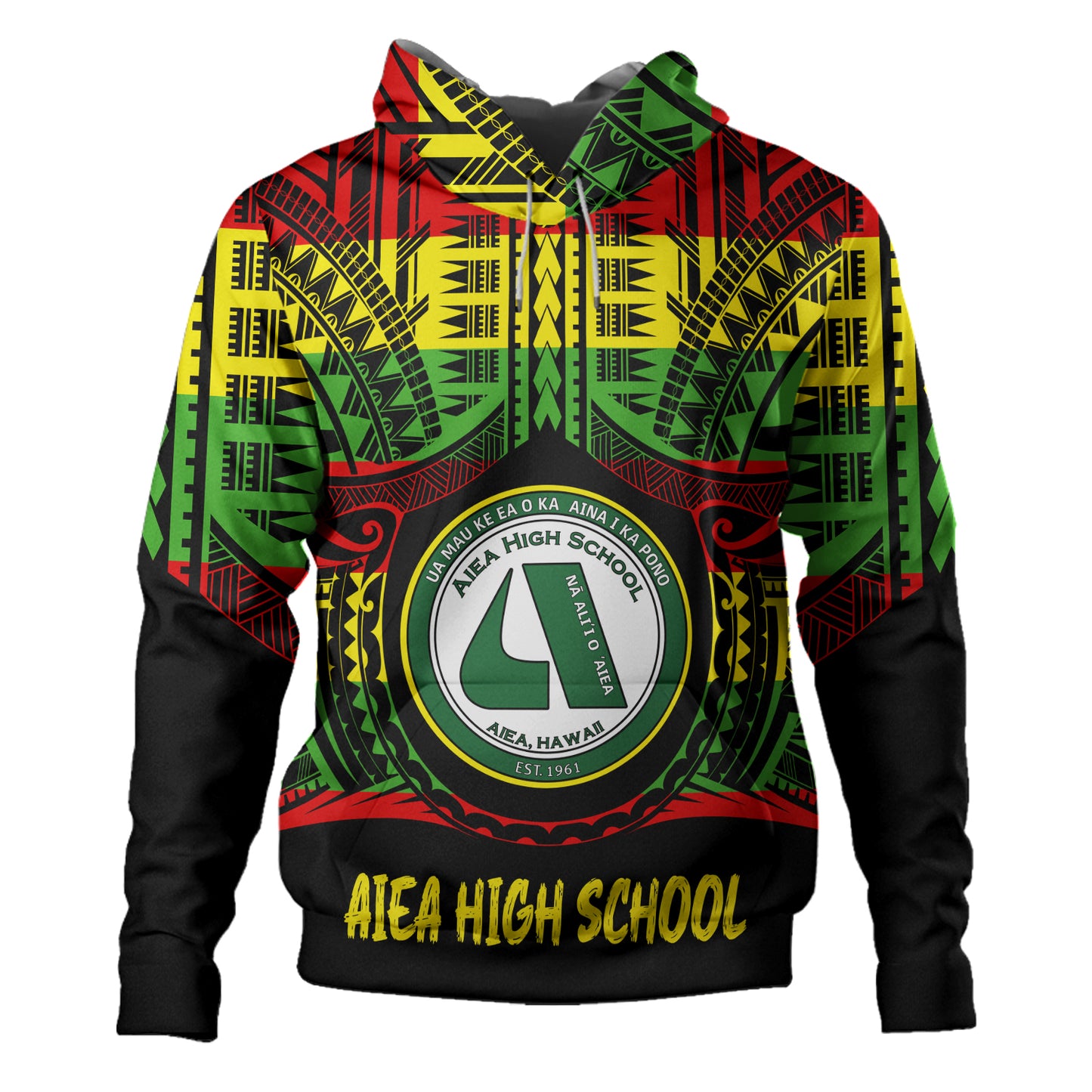 Hawaii Hoodie Aiea High School Reggae Color Polynesian