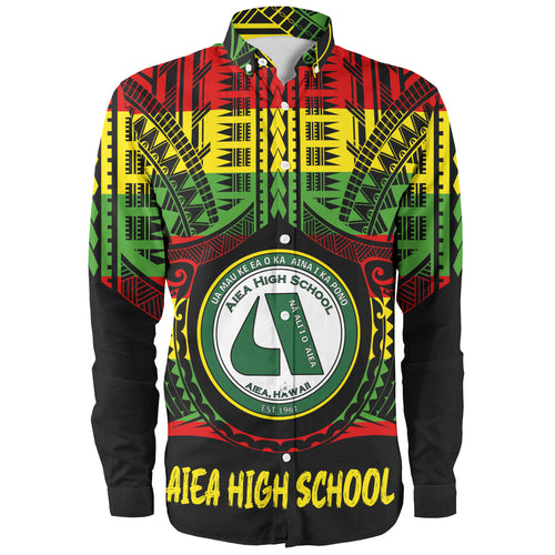Hawaii Long Sleeve Shirt Aiea High School Reggae Color Polynesian