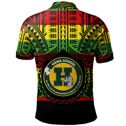 Hawaii Polo Shirt Hana High and Elementary School Reggae Color Polynesian