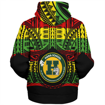 Hawaii Sherpa Hoodie Hana High and Elementary School Reggae Color Polynesian