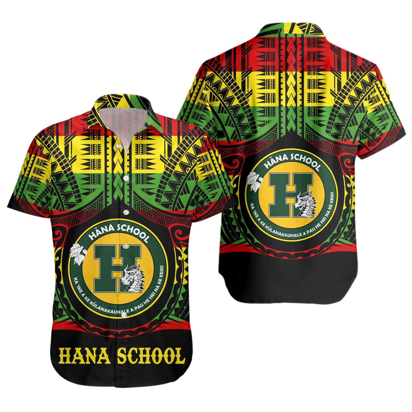 Hawaii Short Sleeve Shirt Hana High and Elementary School Reggae Color Polynesian