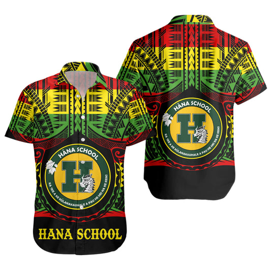 Hawaii Short Sleeve Shirt Hana High and Elementary School Reggae Color Polynesian