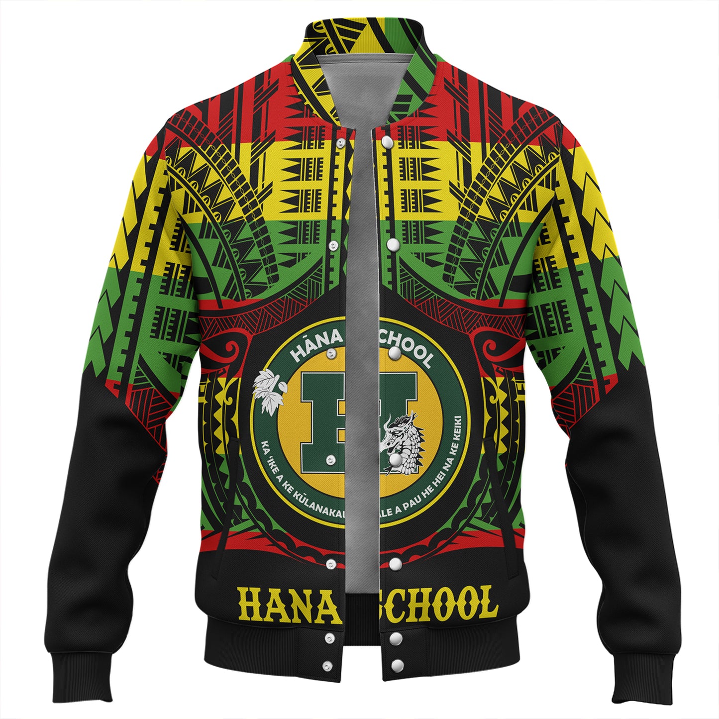 Hawaii Baseball Jacket Hana High and Elementary School Reggae Color Polynesian